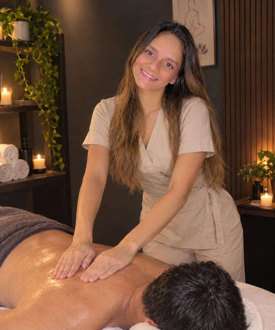 Juliette, fundadora de Maiko Spa, durante un masaje